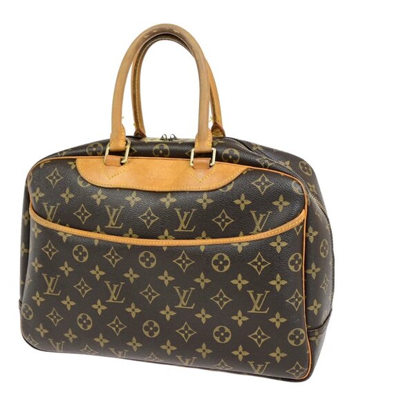 LOUIS VUITTON LV Logo Deauville Hand Bag Monogram Leather Brown - Picture 1 of 14